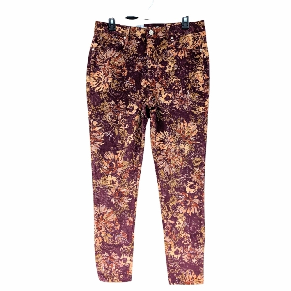 SEVEN7 Hyde Park floral Printed Corduroy High Rise Skinny Jeans NWT